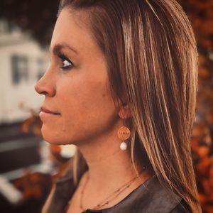 Artist made moon phase copper pearl earrings